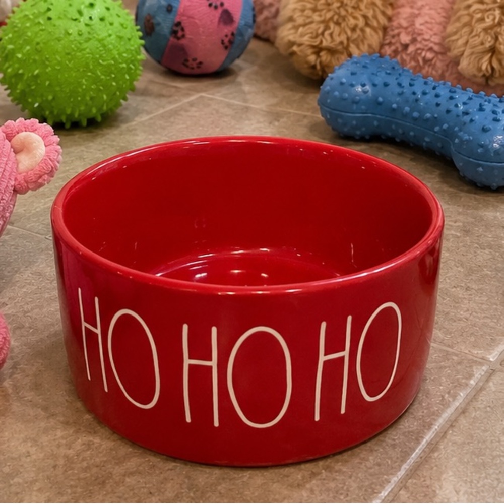 Rae Dunn red ceramic dog bowl, NWOT